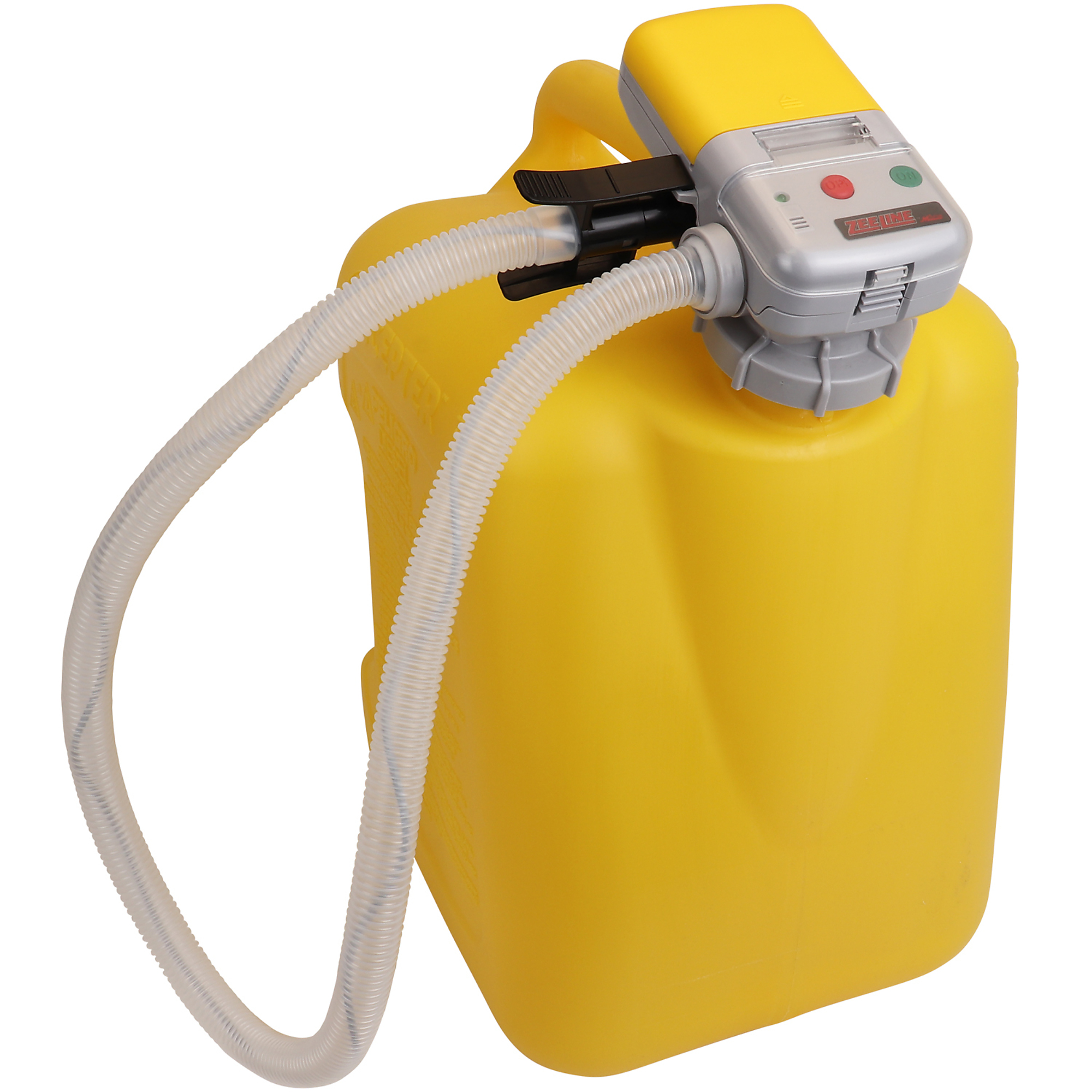 Zee Line Battery Powered Fuel Can Transfer Pump — 2.4 GPM, 39in. Hose, Compatible with Multiple Fuels and Oils, Model# ZE1030D
